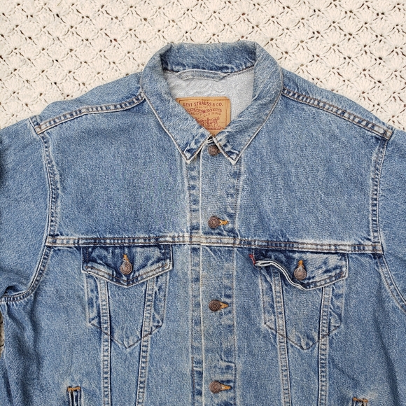 Vintage Levi's Denim Jean Jacket Distressed 80s 90s